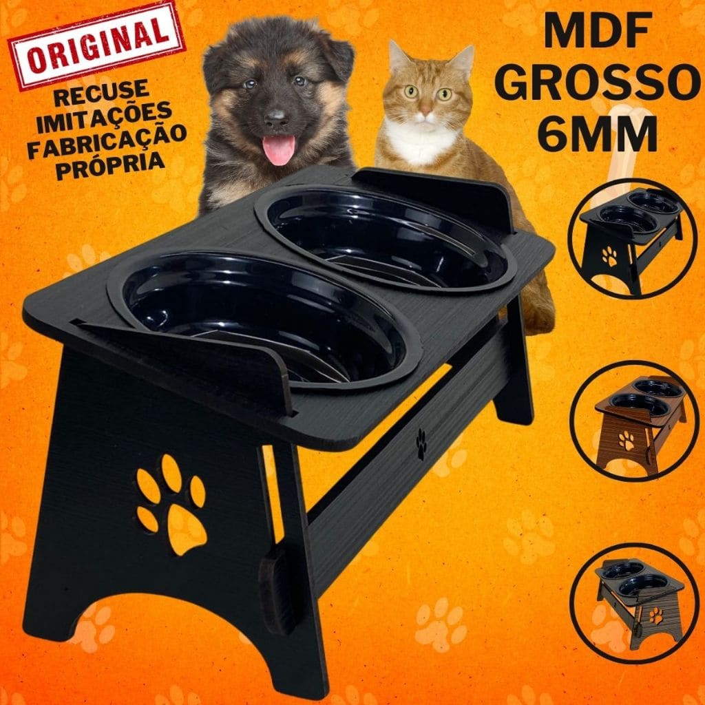 Comedouro Bebedouro Elevado com Tampas | Para Cachorro e Gato